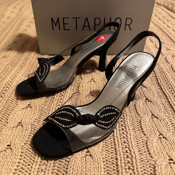 Metaphor Black Heels with Rhinestone Detail - Picture 1 of 6